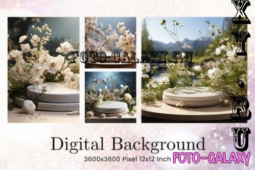 Floral Podium Display Mockup Overlays - 94090271