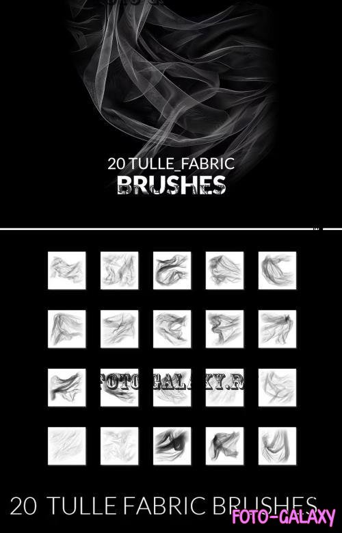 20 Flying tulle veil fabric photoshop brushes - J8XH5GY