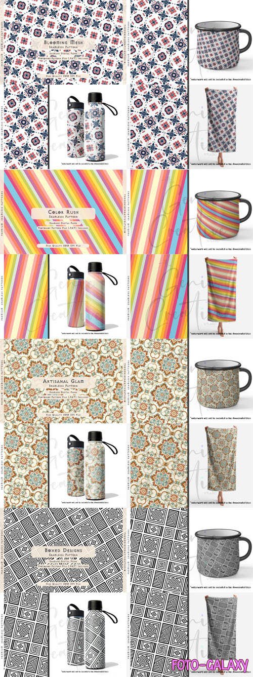 8 Seamless Digital Patterns Pack for Photoshop
