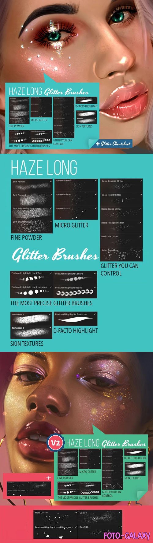 Haze Long Glitter Brushes for Procreate [V1+V2]