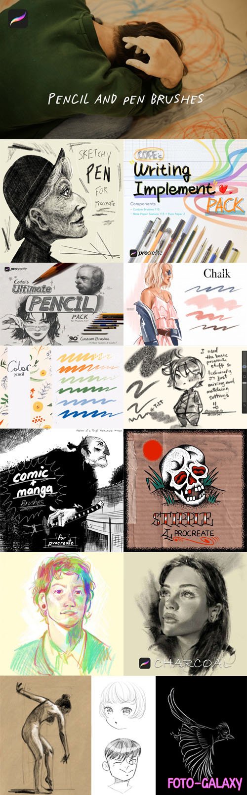 400+ Pencil & Pen (Sketching) Brushes for Procreate