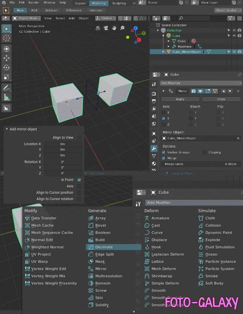 AddMirrorObject - Blender 2.8 Add-on