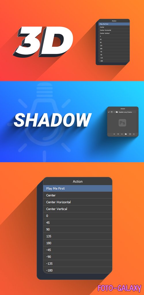 Realistic 3D Text with Long Shadow - Photoshop Action