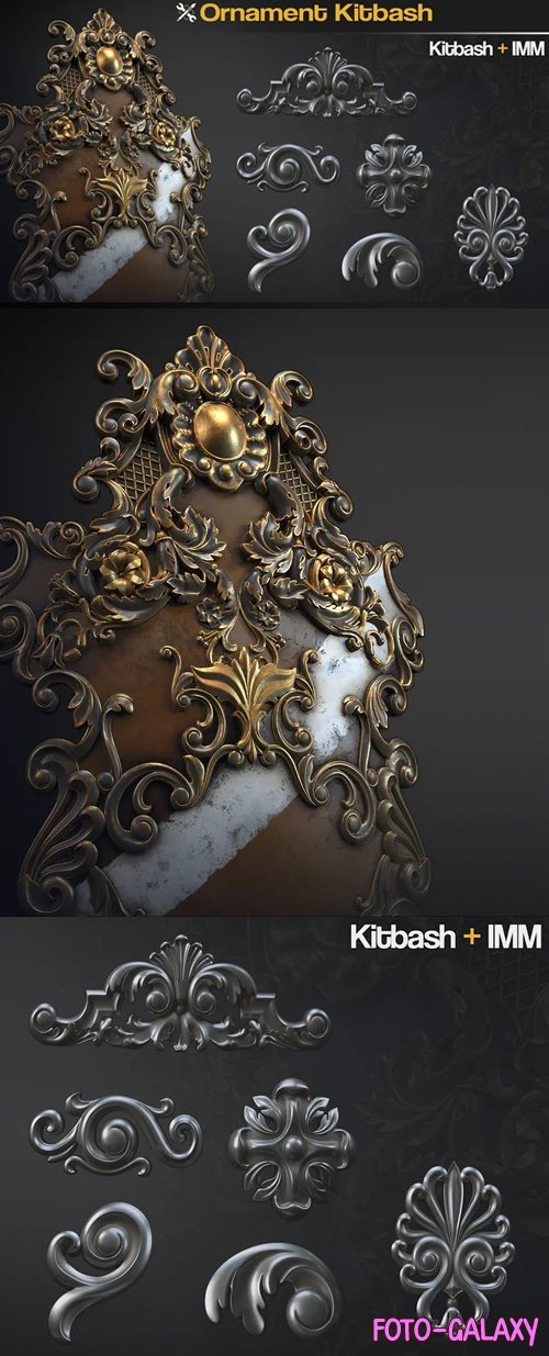 Ornament Kitbash 3D Models & ZBrush IMM Brushes