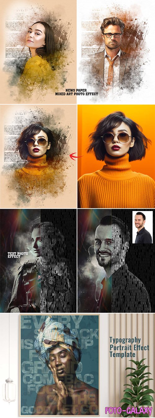 Typography Portrait Text Overlays - Photo Effects for Photoshop