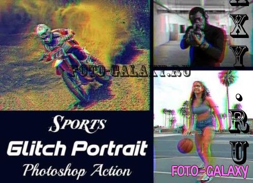 Sports Glitch Portrait Ps Action - 92039775