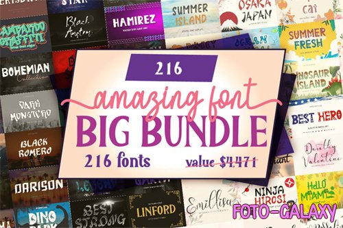Amazing Font Big Bundle - 216 Premium Fonts