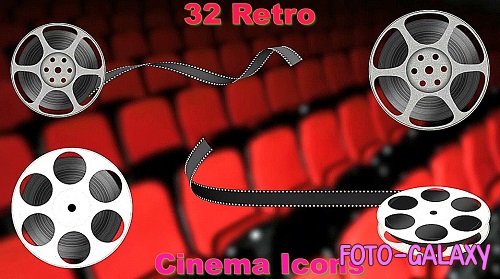 Pack Of 32 Retro Cinema Icons On Alpha Loop 2546864