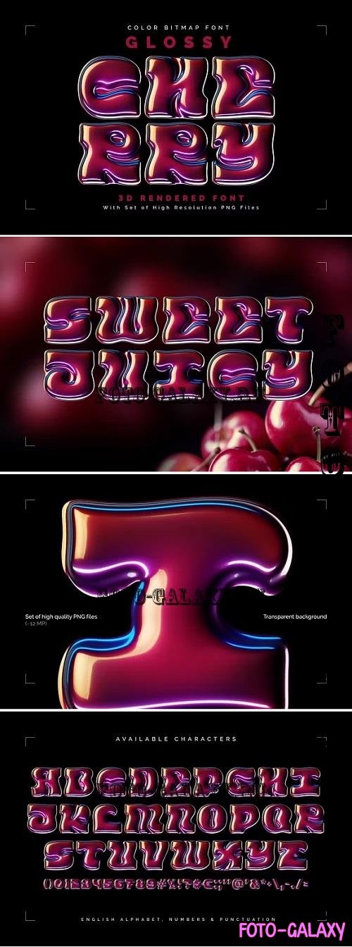 Glossy Cherry - Color Bitmap Font - 196288236