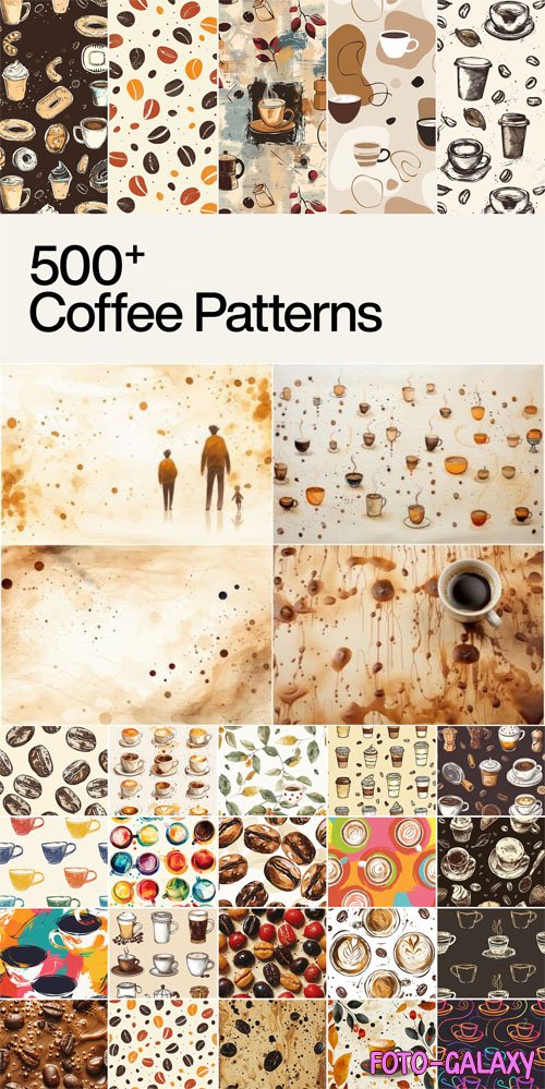 520+ Coffee Patterns & Coffee Stains Pack