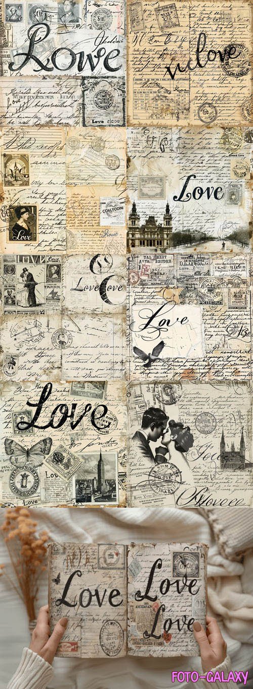 Vintage Love Letters - 12 Textures