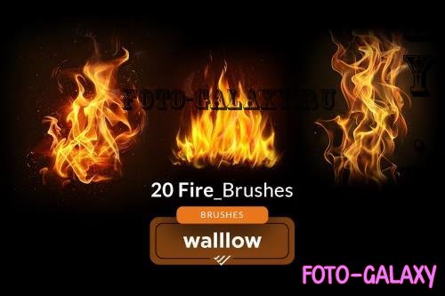 Realistic fire and flames : 20 photoshop brushes - RUFJKRP