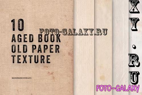 10 Aged Book Texture, Old Paper Background Overlay - E5YWCTD