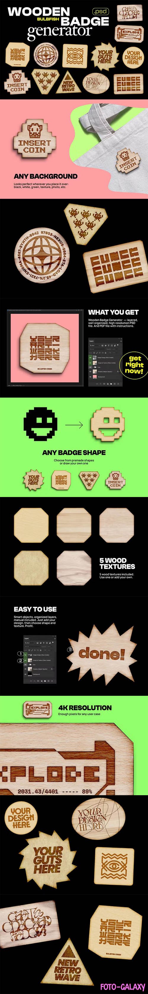 Wooden Badge Generator for Photoshop