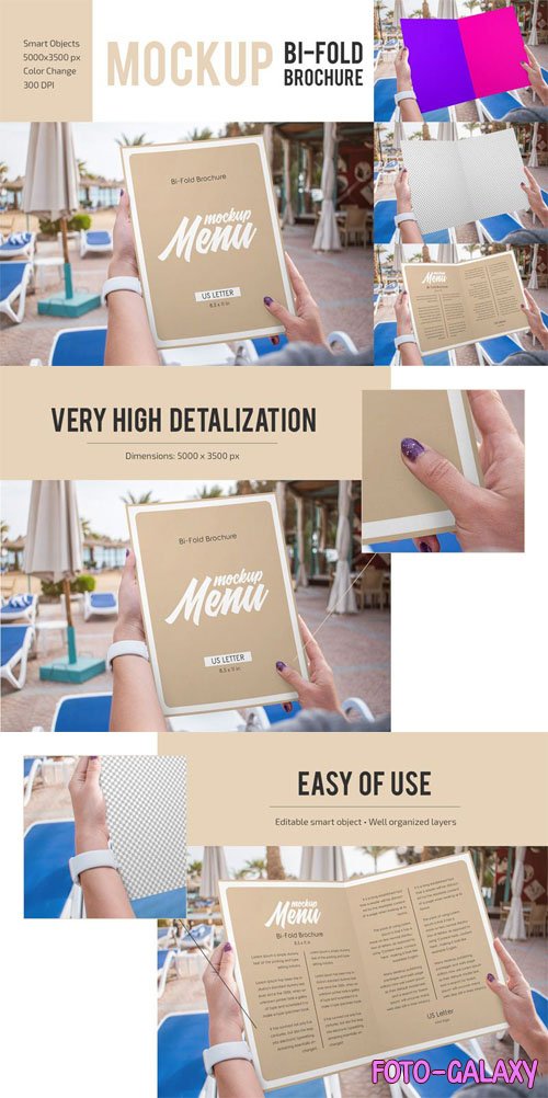 Restaurant Menu - Bi-Fold Brochure PSD Mockup Templates