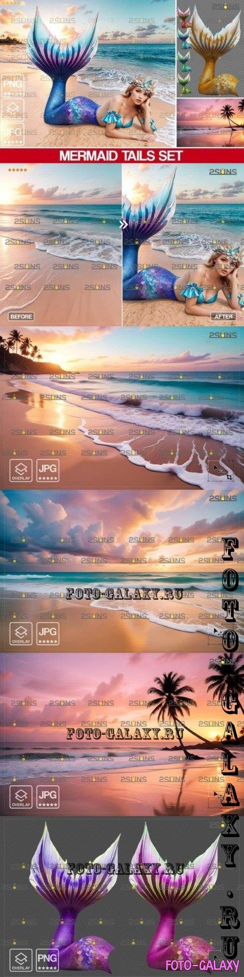 Mermaid photoshop overlays backdrops Vol 03 - 280356423