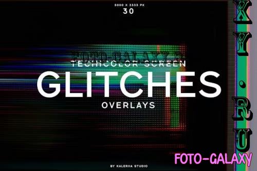 30 Technicolor Screen Glitches Overlays - MACBQY9