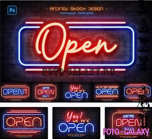 Open Neon Sign - Photoshop Mockups -281556459