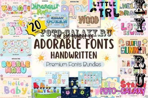 Cute Baby Handwritten Font Big Bundle - 15 Premium Fonts