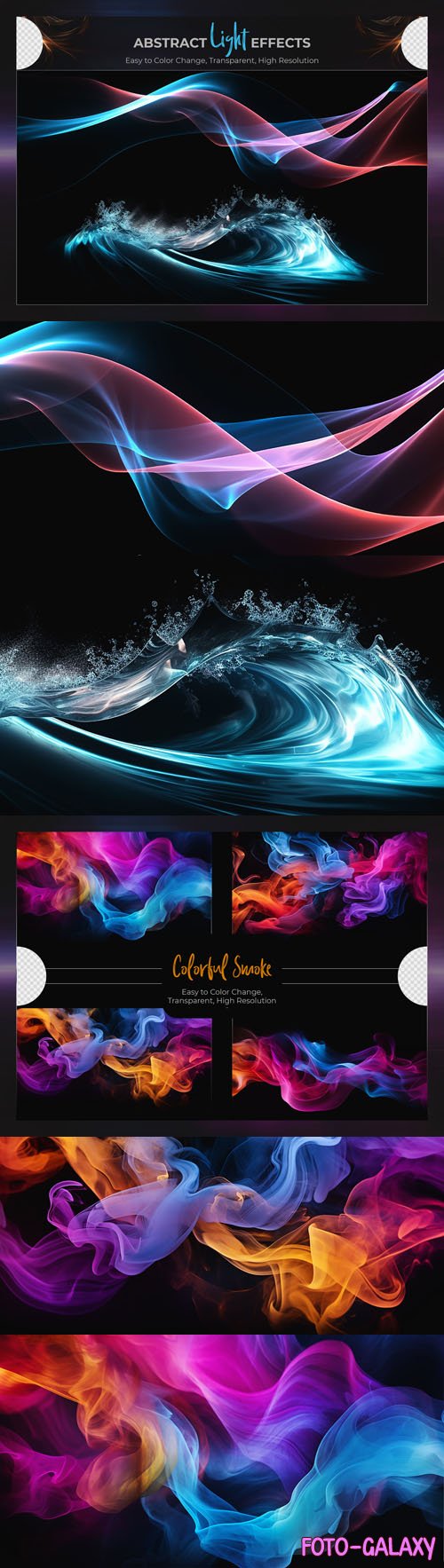 Colorful Abstract Light & Smoke Effects PSD Templates