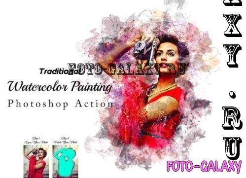 Traditional Watercolor Painting Photoshop Action - 92088956