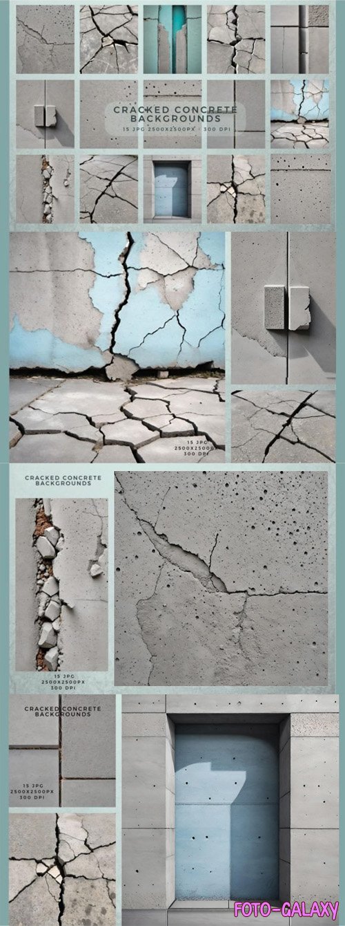 14 Cracked Concrete Textures Pack