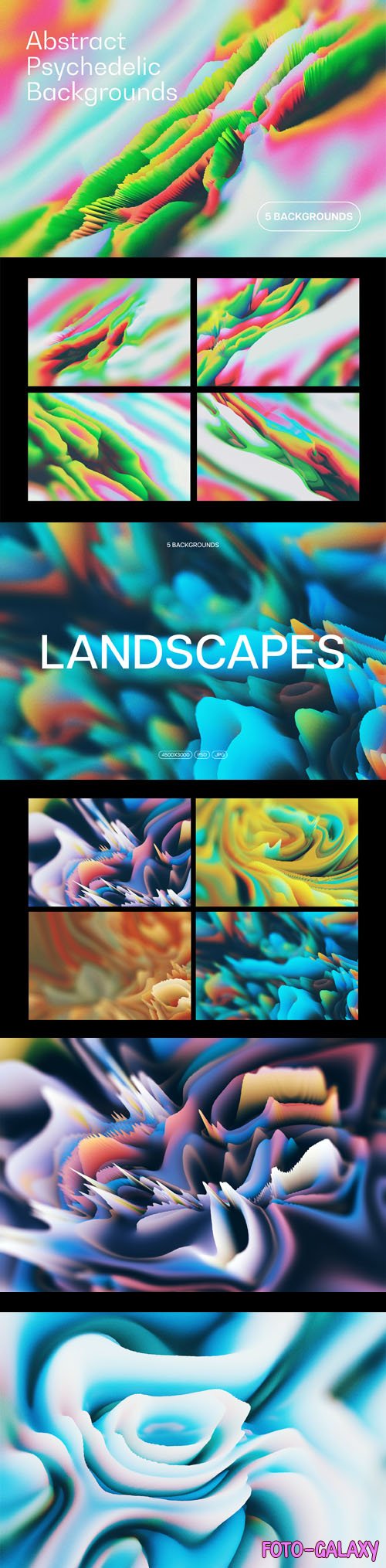 Abstract 3D Psychedelic & Landscapes Backgrounds PSD Templates