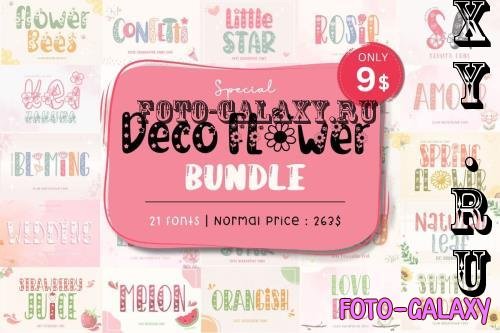 Special Deco Flower Font Bundle - 21 Premium Fonts