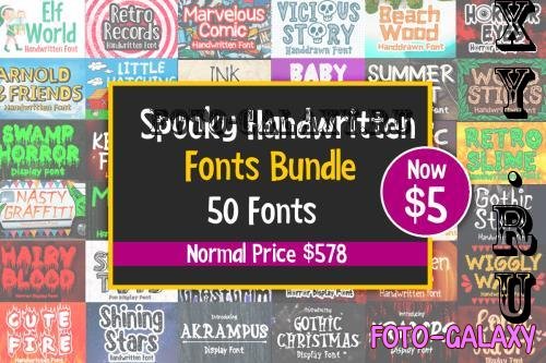 Spooky Handwritten Fonts Bundle - 50 Premium Fonts