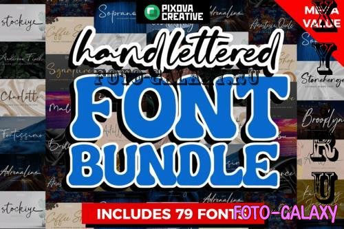 Mega Handlettered Font Bundle - 78 Premium Fonts, 1 Premium Graphics