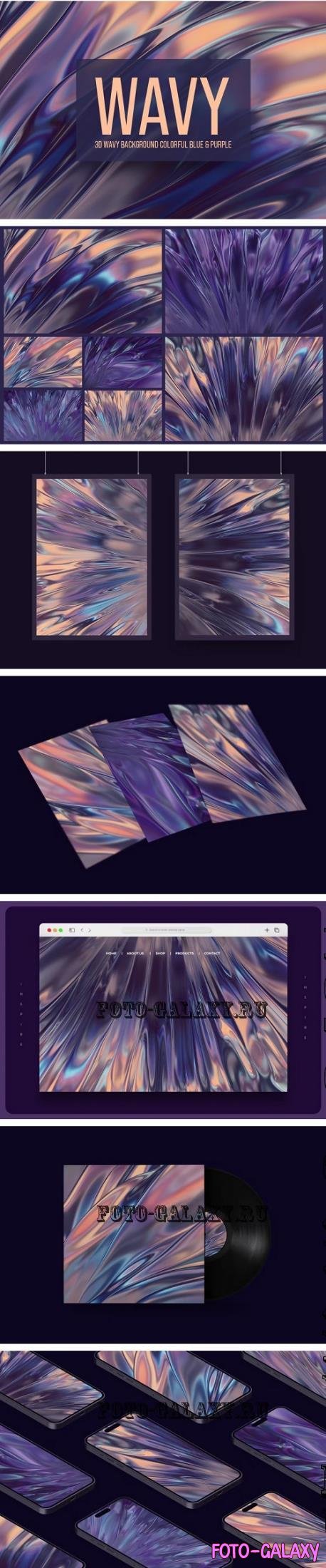 3D Wavy Backgrounds Colorful Blue & Purple - BGTUDJV