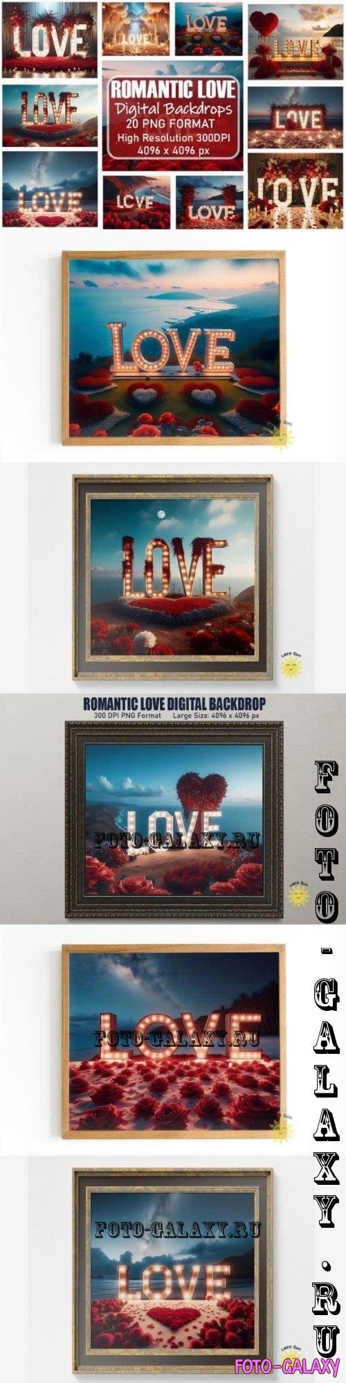 Romantic LOVE Digital Backdrop Bundle