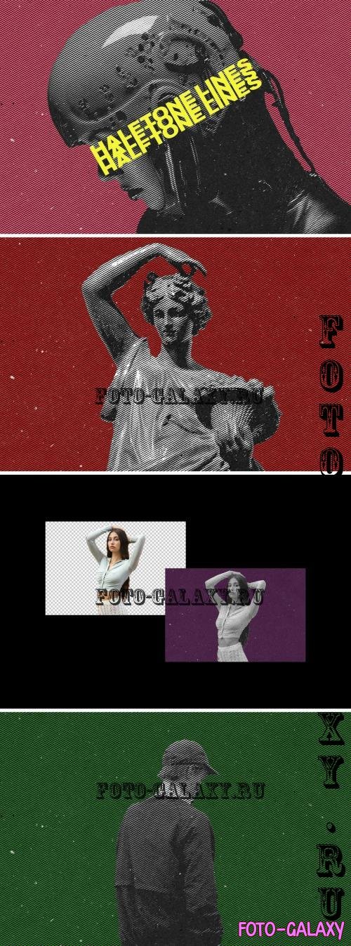 Retro Halftone Lines Photo Effect - 281096458