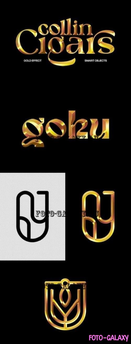 Glossy Gold Text & Logo Effect - 283650429