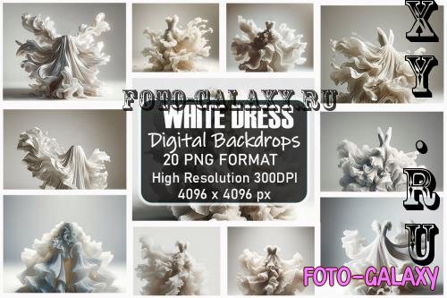 Flowing White Dress Digital Backdrops Bundle