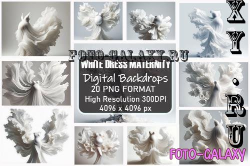 White Dress Maternity Digital Backdrops Bundle