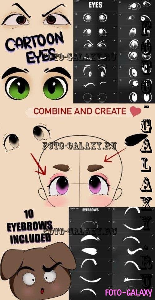 Procreate Cartoon Eyes Stamp and Eyebrow