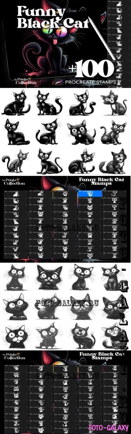 100+ Procreate Funny Black Cat Stamps