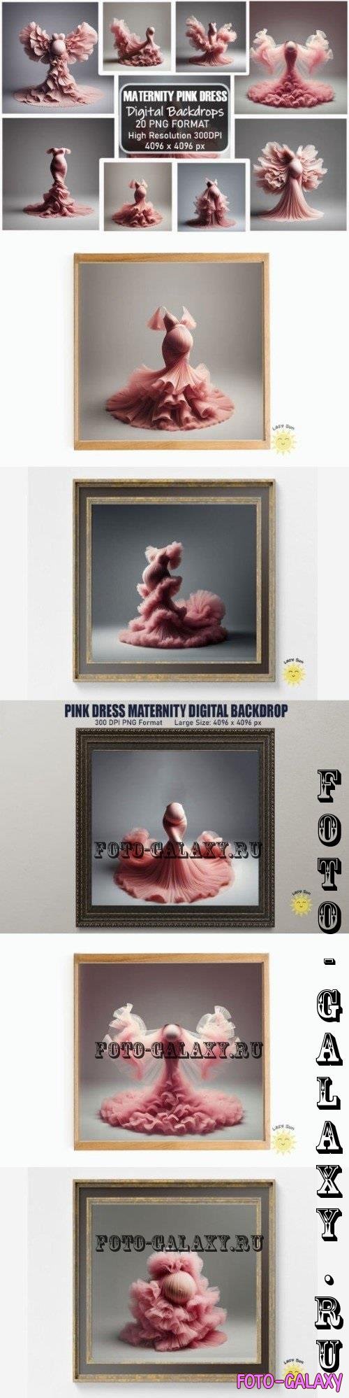 Pink Dress Maternity Digital Backdrops Bundle