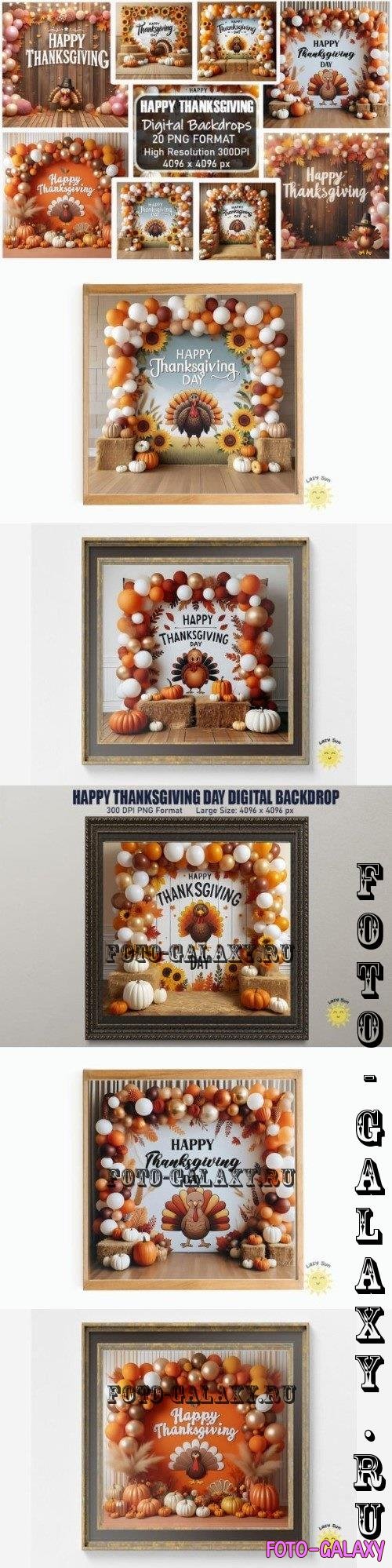 Happy Thanksgiving Day Digital Backdrops Bundle