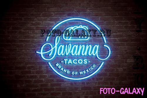 Neon Sign Light Logo Mockup - 2VURQYY