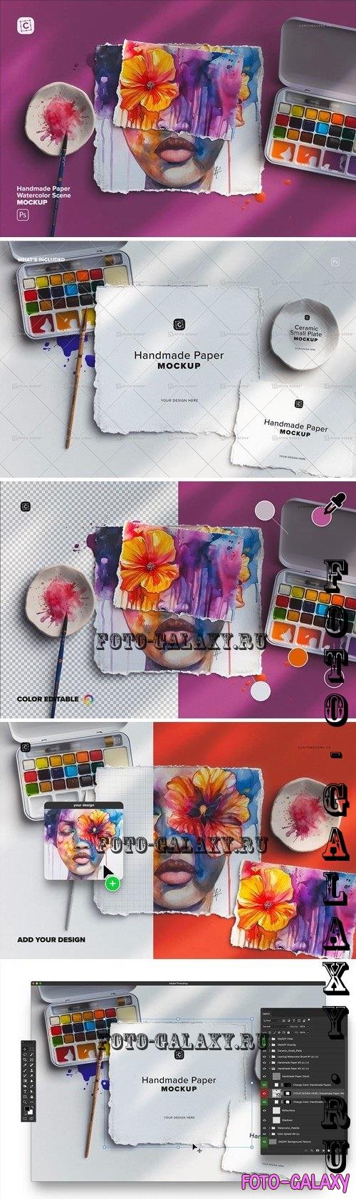 Handmade Paper Watercolor Scene - 282625726