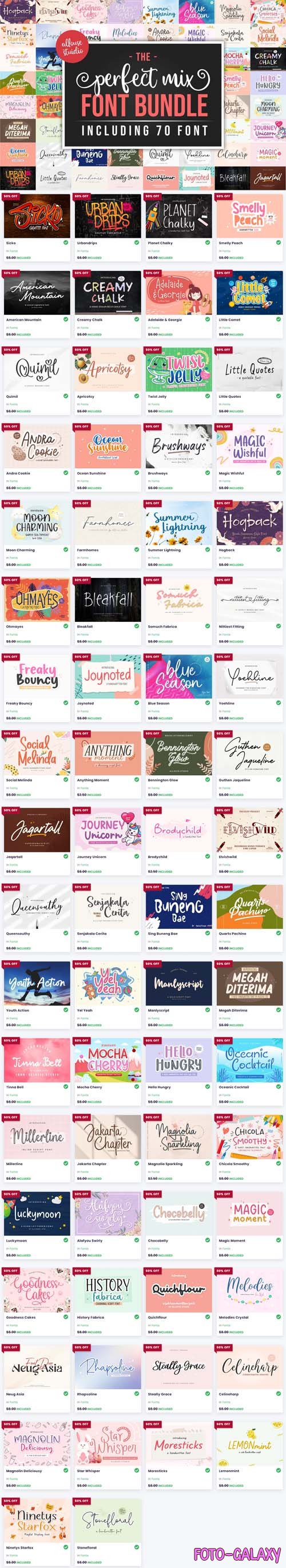 70 Premium Fonts - The Perfect Mix Font Bundle