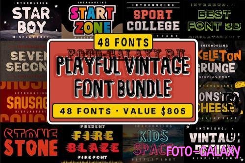 Playful Vintage Font Bundle - 48 Premium Fonts