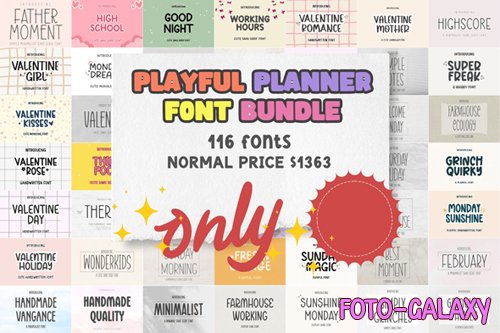 Playful Planner Font Bundle - 116 Premium Fonts