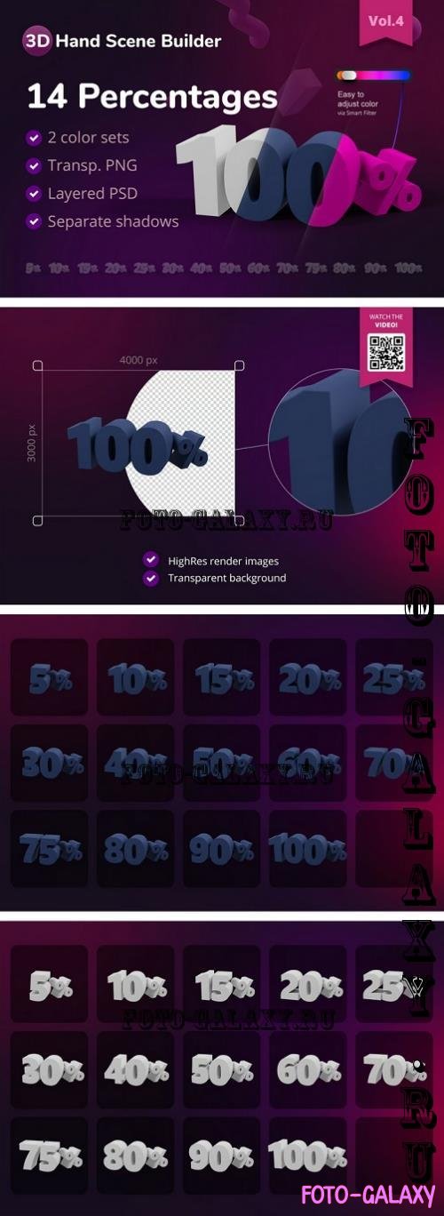 3D Hand Scene Builder - V4 - Percent Numbers - HYJM84X