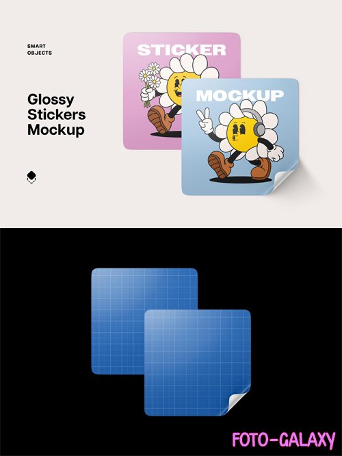 Glossy Stickers PSD Mockup