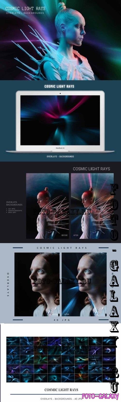 40 Cosmic Light Rays Overlays