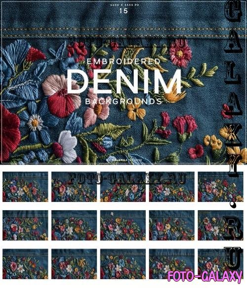 Embroidered Denim Backgrounds - J7R75PS