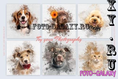 Pet Watercolor Art Photoshop Action - 287856293